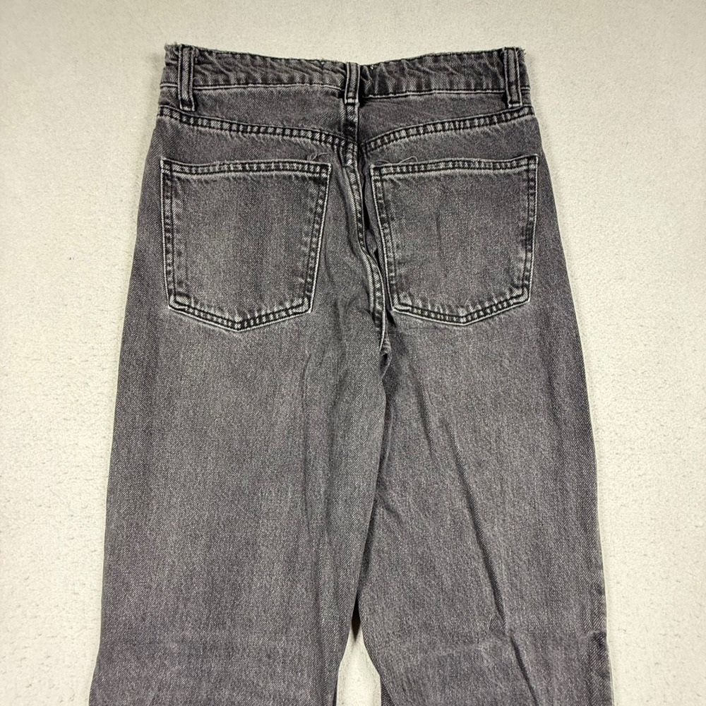 Zara High Waisted Wide Leg Jeans Faded Black Denim Womens Size 0 US 25 Waist - Picture 4 of 9